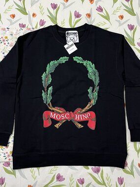 Moschino Crewneck Sweatshirt With Laurel Leaf Logo